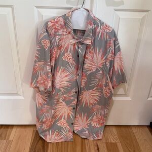 Tommy Bahama Gray and Pink Floral Button Down Shirt
